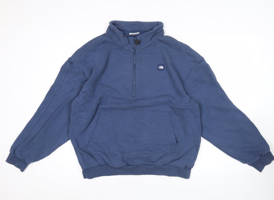 The North Face Men’s Blue L Pullover Fleece Sweatshirt 1/4 Zip Logo