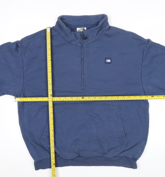 The North Face Men’s Blue L Pullover Fleece Sweatshirt 1/4 Zip Logo