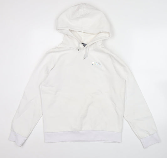 FILA Fusion Men's White Pullover Hoodie L Hooded Fleece Logo Detail