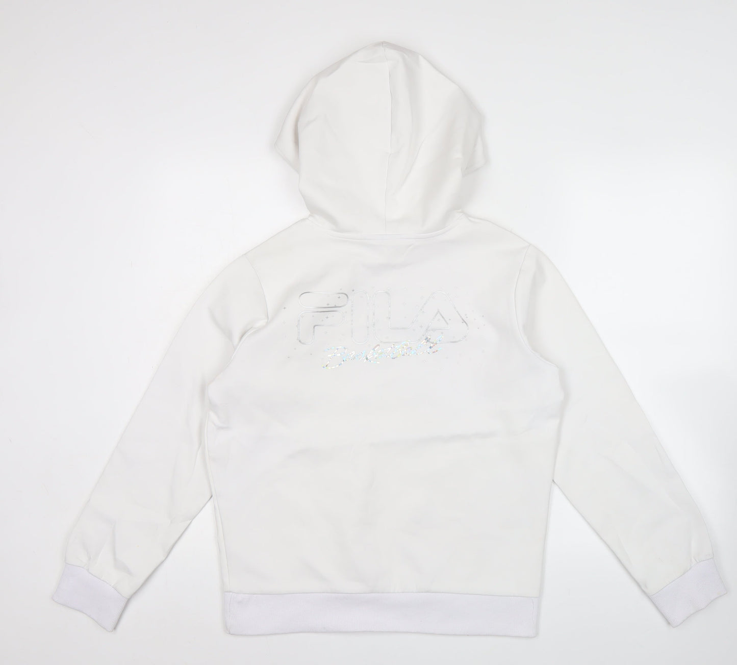 FILA Fusion Men's White Pullover Hoodie L Hooded Fleece Logo Detail
