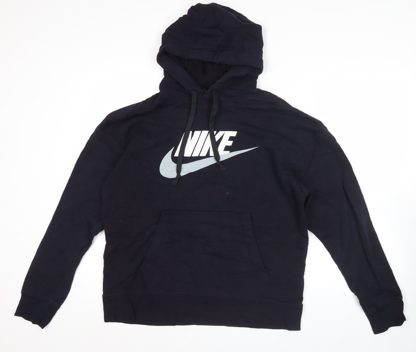 Nike Men's Blue Pullover Hoodie L Logo Sportswear Fleece
