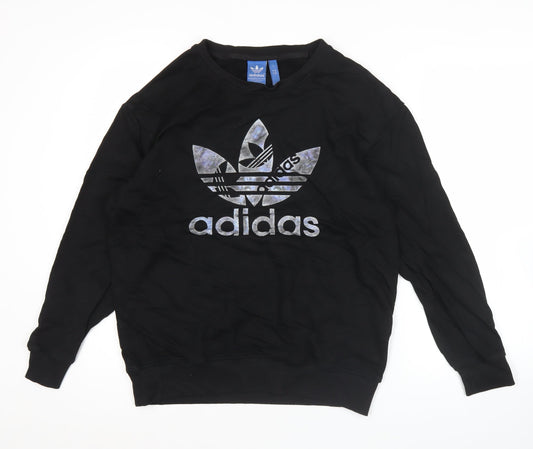 Adidas Mens Black L Pullover Sweatshirt Graphic Logo Jersey