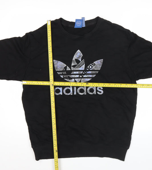 Adidas Mens Black L Pullover Sweatshirt Graphic Logo Jersey