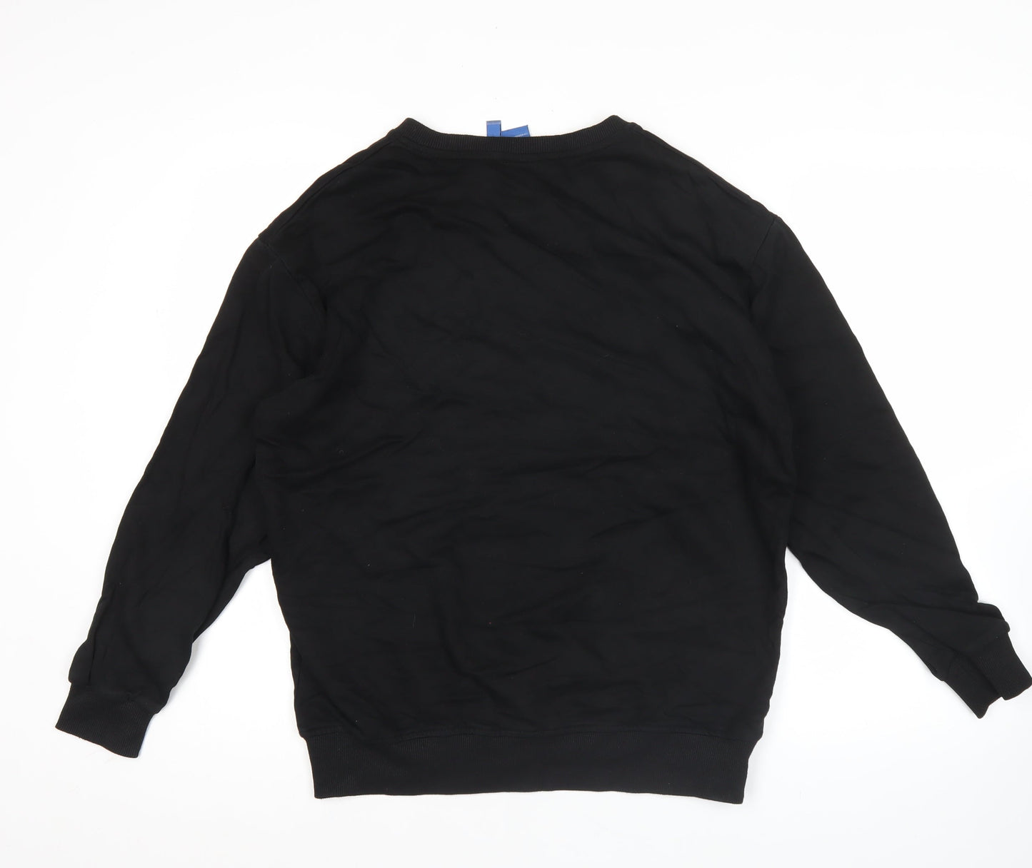 Adidas Mens Black L Pullover Sweatshirt Graphic Logo Jersey