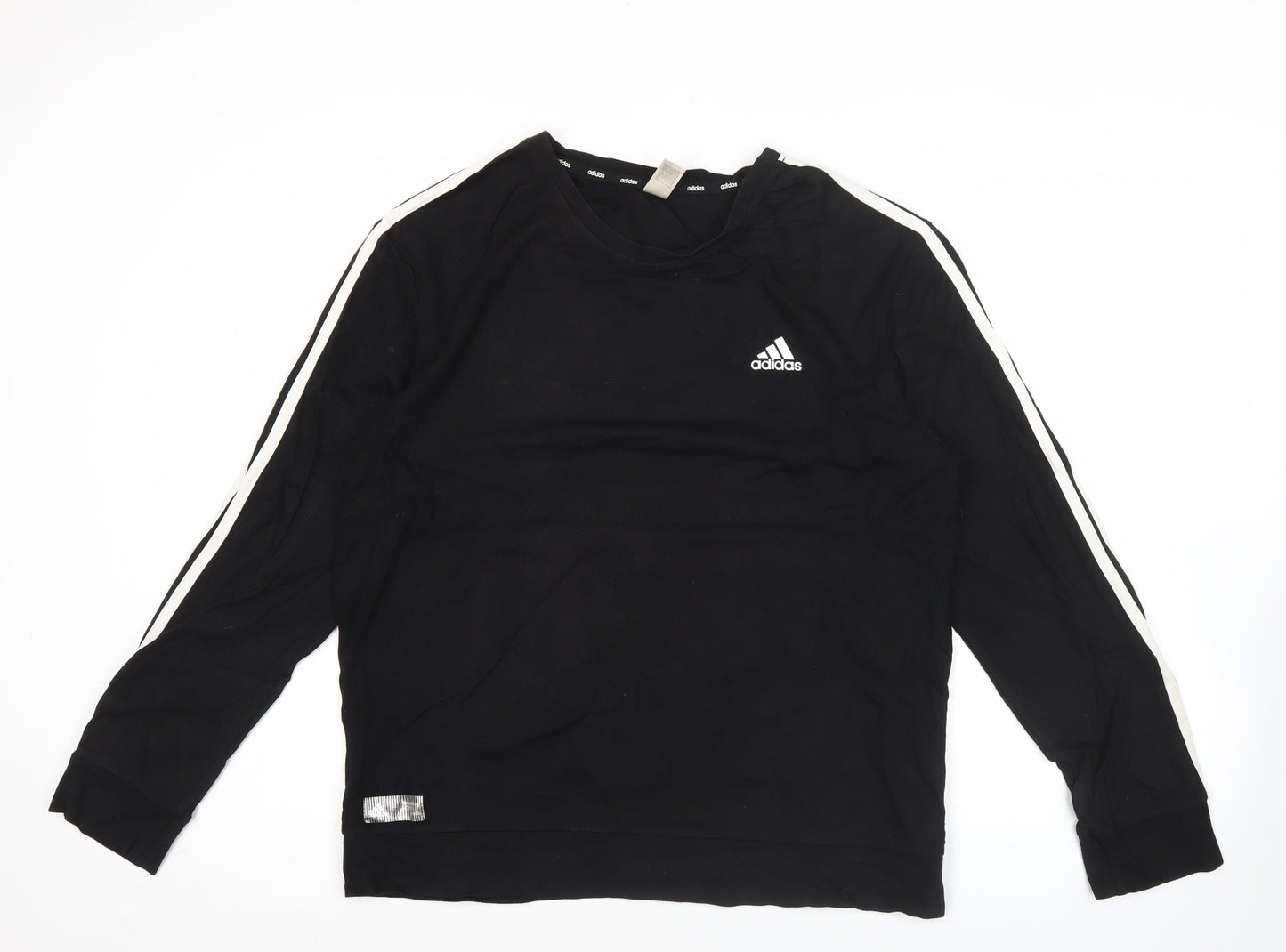 Adidas Men’s Black L Pullover Sweatshirt Three Stripe Logo Sports