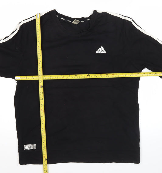 Adidas Men’s Black L Pullover Sweatshirt Three Stripe Logo Sports