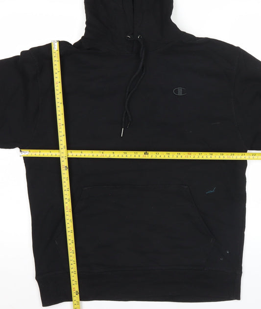 Champion Men's Black Pullover Hoodie Medium Fleece Logo Kangaroo Pocket