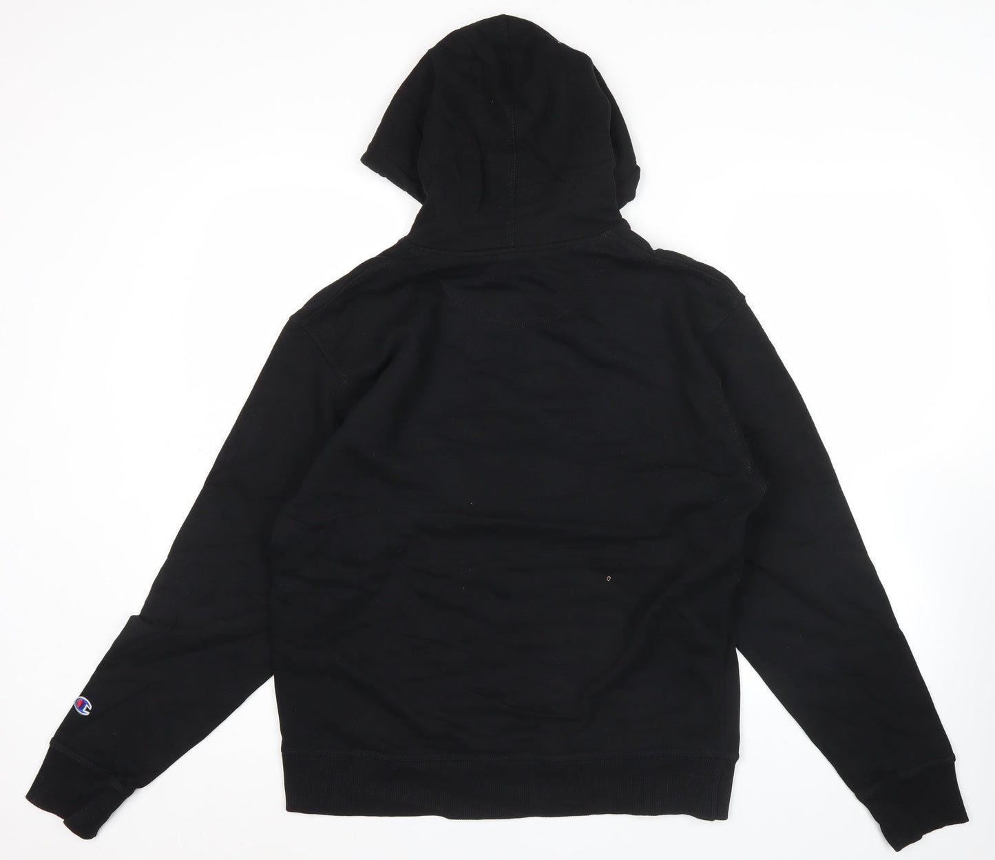 Champion Men's Black Pullover Hoodie Medium Fleece Logo Kangaroo Pocket