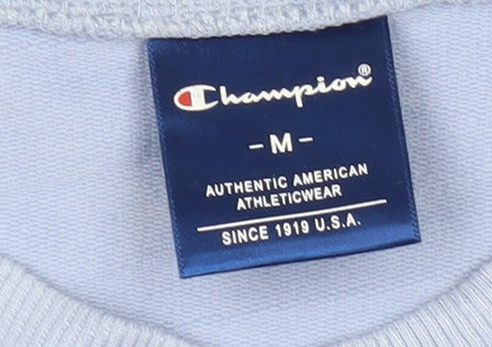Champion Men's Blue V-Neck Logo Sweatshirt Size M Regular Fit