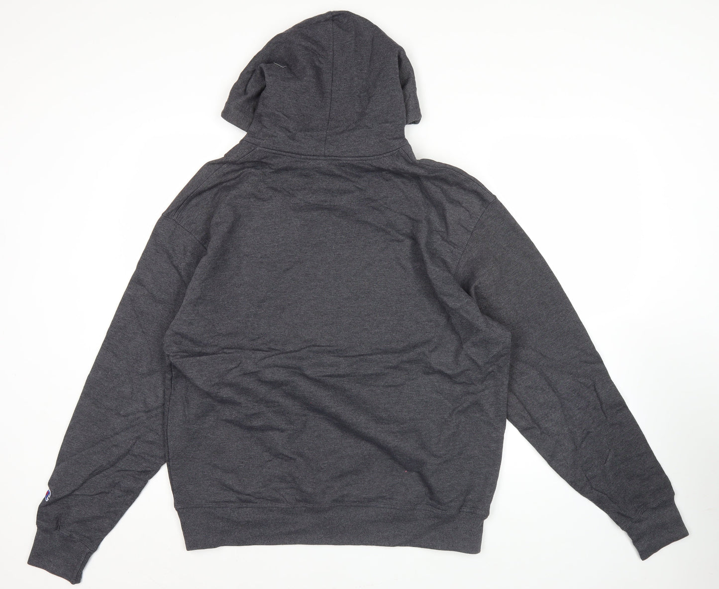 Champion Men’s Grey Pullover Hoodie L Regular Fit Fleece Logo Sportswear