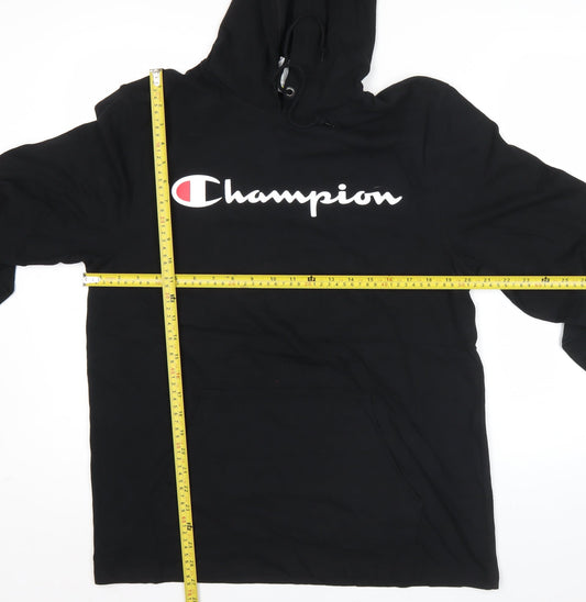 Champion Men's Black Pullover Hoodie M Logo Sportswear Cotton