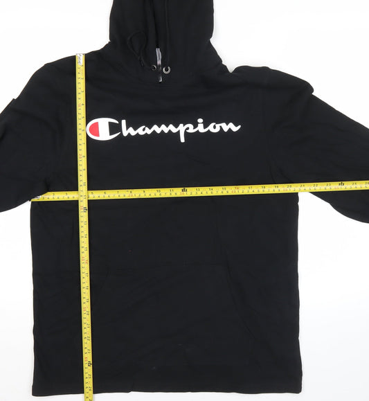 Champion Men's Black Pullover Hoodie M Logo Graphic Cotton Sportswear