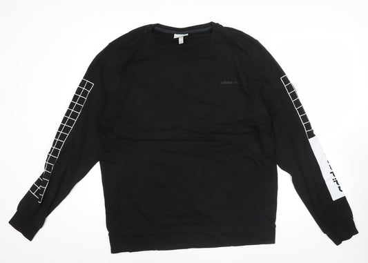 Additional front view of Adidas Neo Men's Black L Pullover Sweatshirt Graphic Logo Jersey