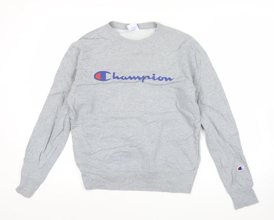 Champion Men’s Grey Pullover Sweatshirt Medium Logo Jersey Athletic