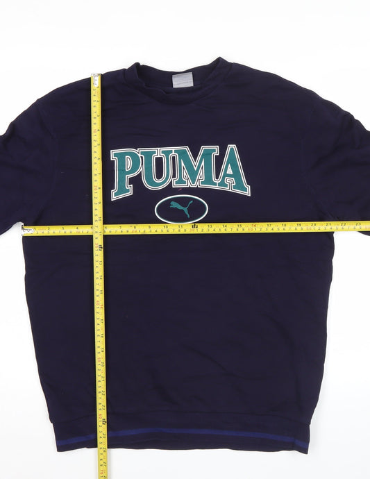 Puma Men's Blue Pullover Sweatshirt M Logo Graphic Sportswear