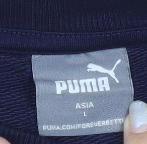 Puma Men's Blue Pullover Sweatshirt M Logo Graphic Sportswear