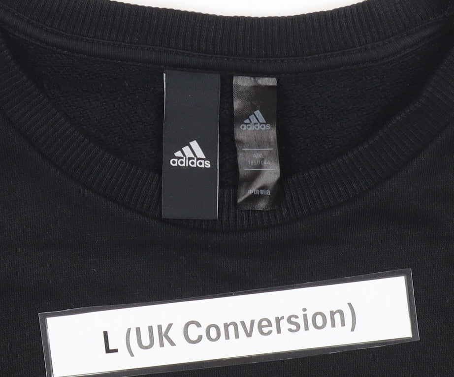 Adidas Men's Black Pullover Sweatshirt L Logo Sports Crew Neck