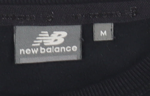 New Balance Men's Black Pullover Sweatshirt M Crew Neck Logo Zip