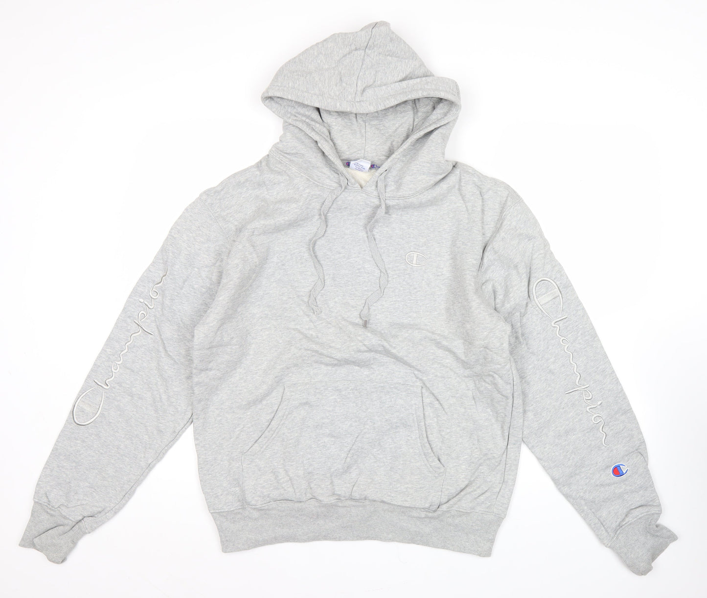 Champion Men's Grey XL Pullover Hoodie with Embroidered Logo