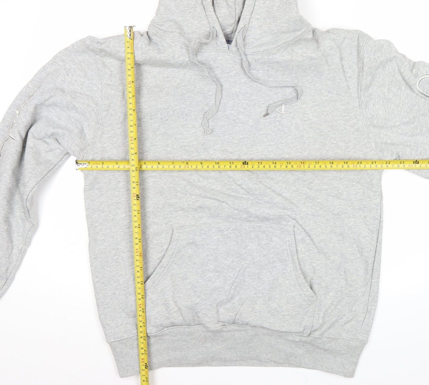 Champion Men's Grey XL Pullover Hoodie with Embroidered Logo