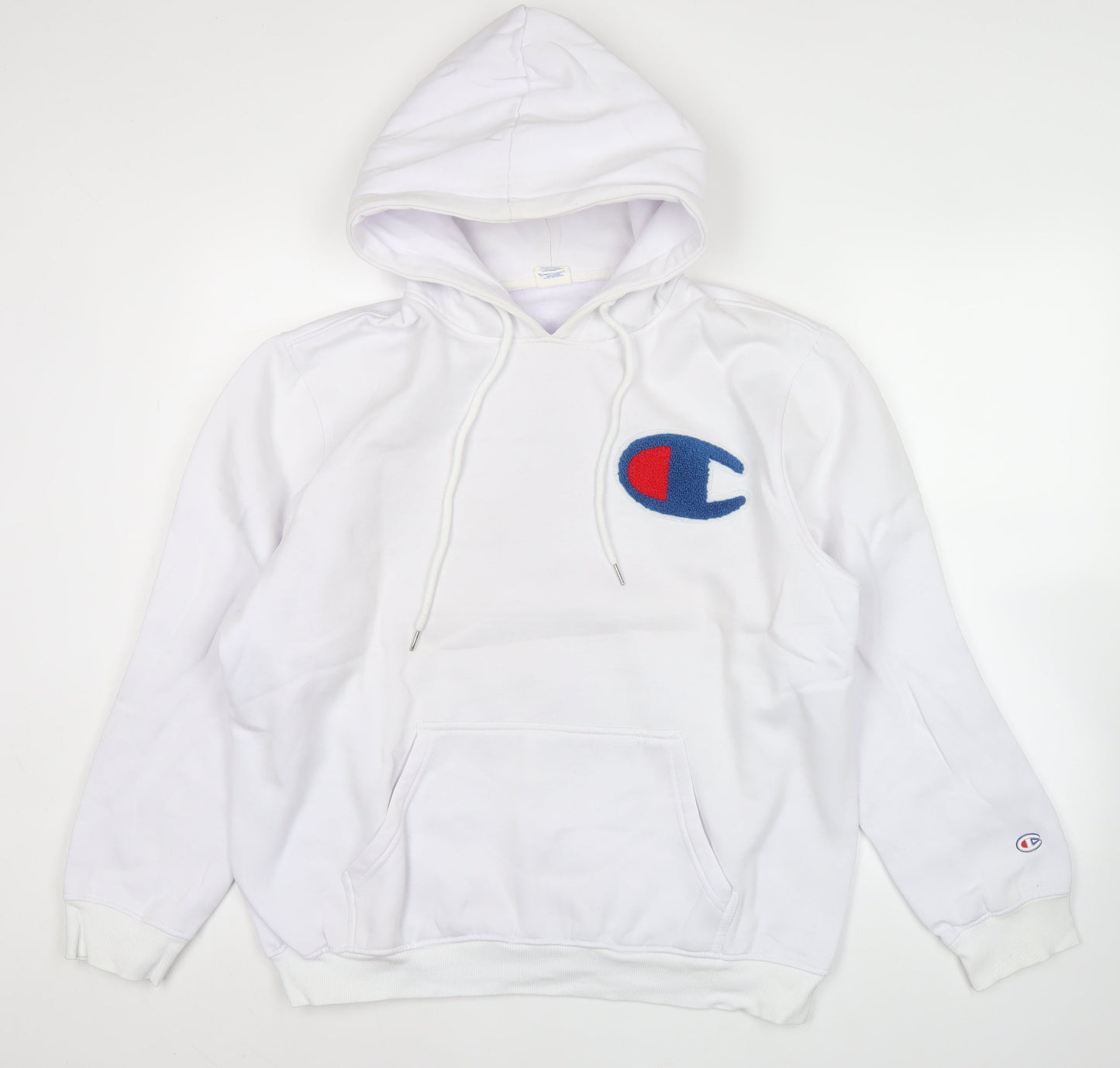 Champion Mens White 2XL Pullover Hoodie Logo Fleece Autumn Winter