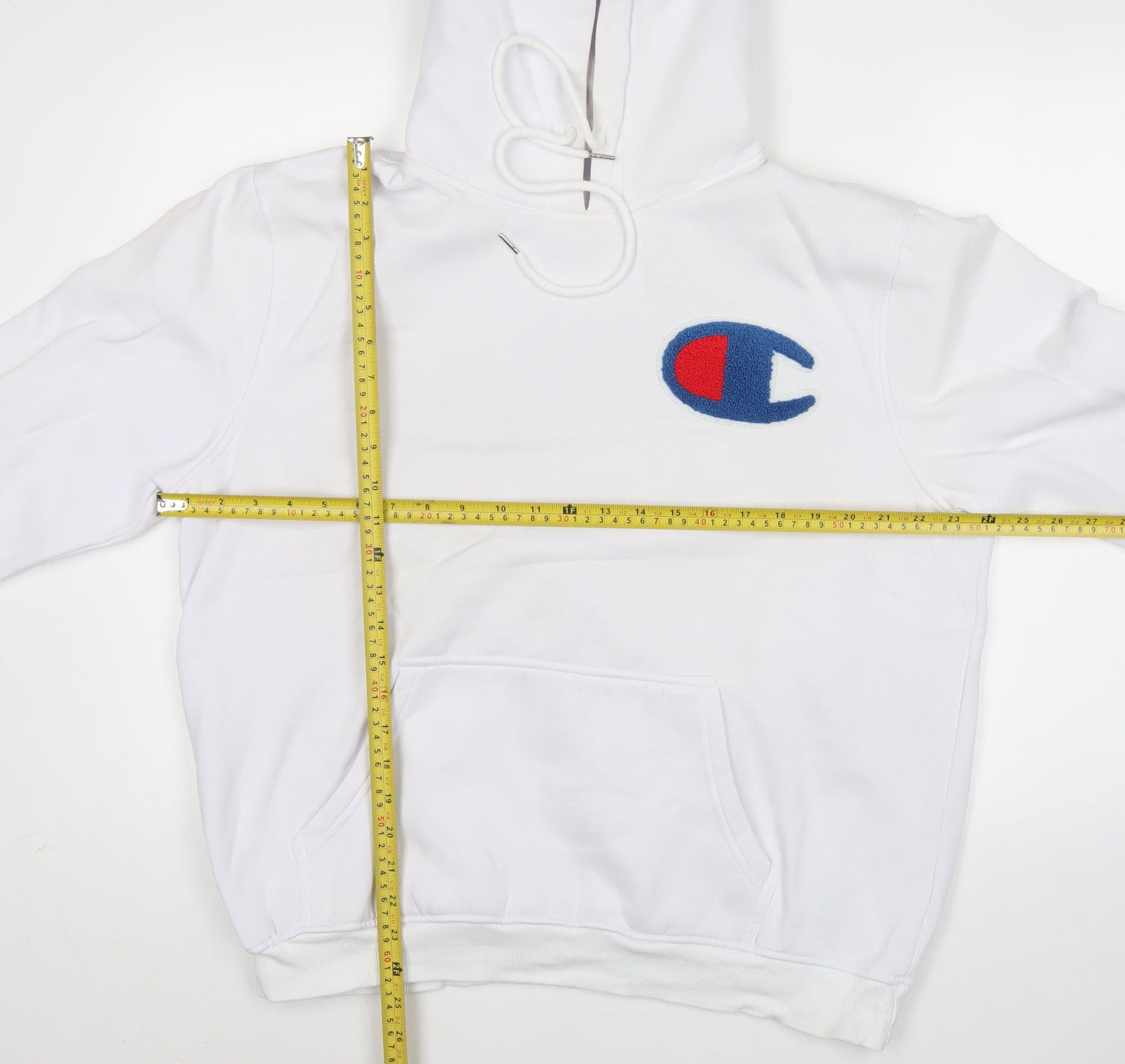 Champion Mens White 2XL Pullover Hoodie Logo Fleece Autumn Winter