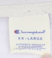 Champion Mens White 2XL Pullover Hoodie Logo Fleece Autumn Winter