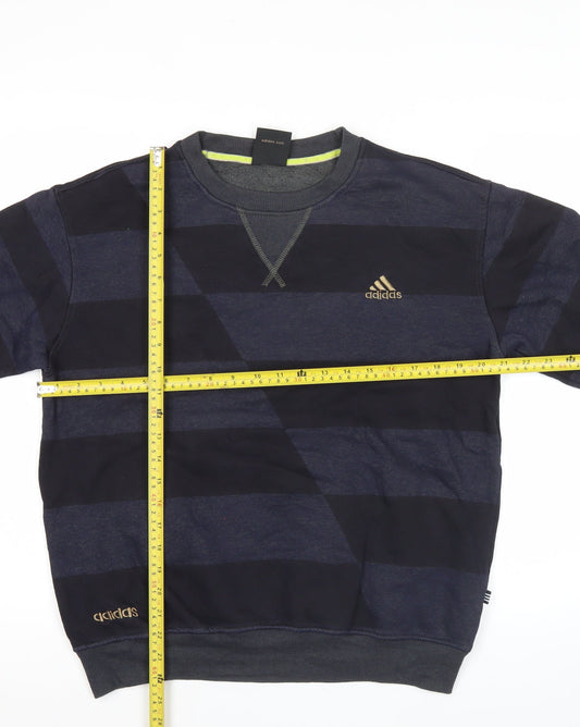 Adidas Men's Blue Striped Pullover Sweatshirt Size L Crew Neck