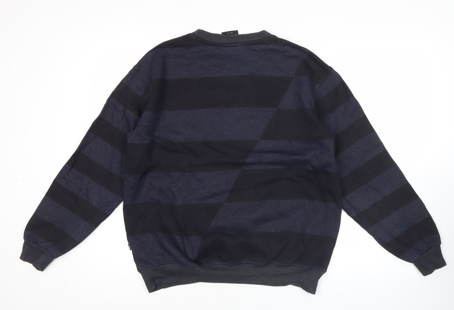 Adidas Men's Blue Striped Pullover Sweatshirt Size L Crew Neck