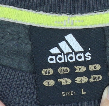 Adidas Men's Blue Striped Pullover Sweatshirt Size L Crew Neck