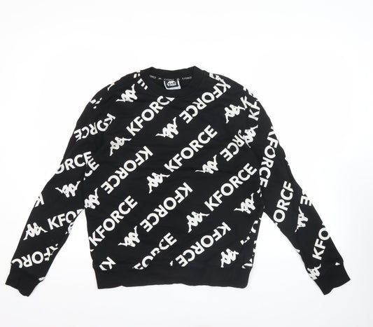 Kappa K-Force Men's Black Small Pullover Sweatshirt Crew Neck Logo