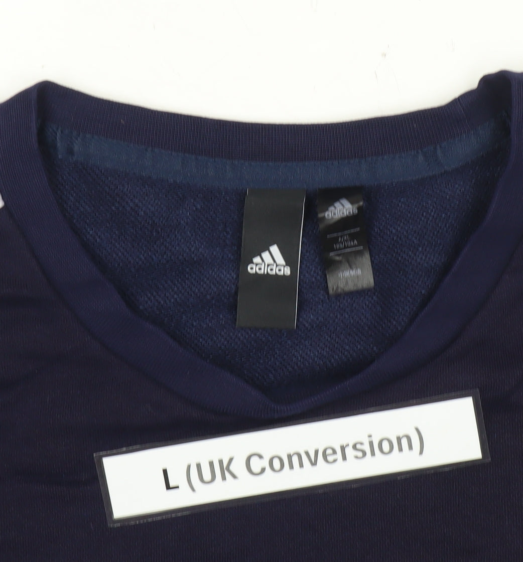 Adidas Men's Blue L Pullover Sweatshirt Crew Neck Long Sleeve Sports