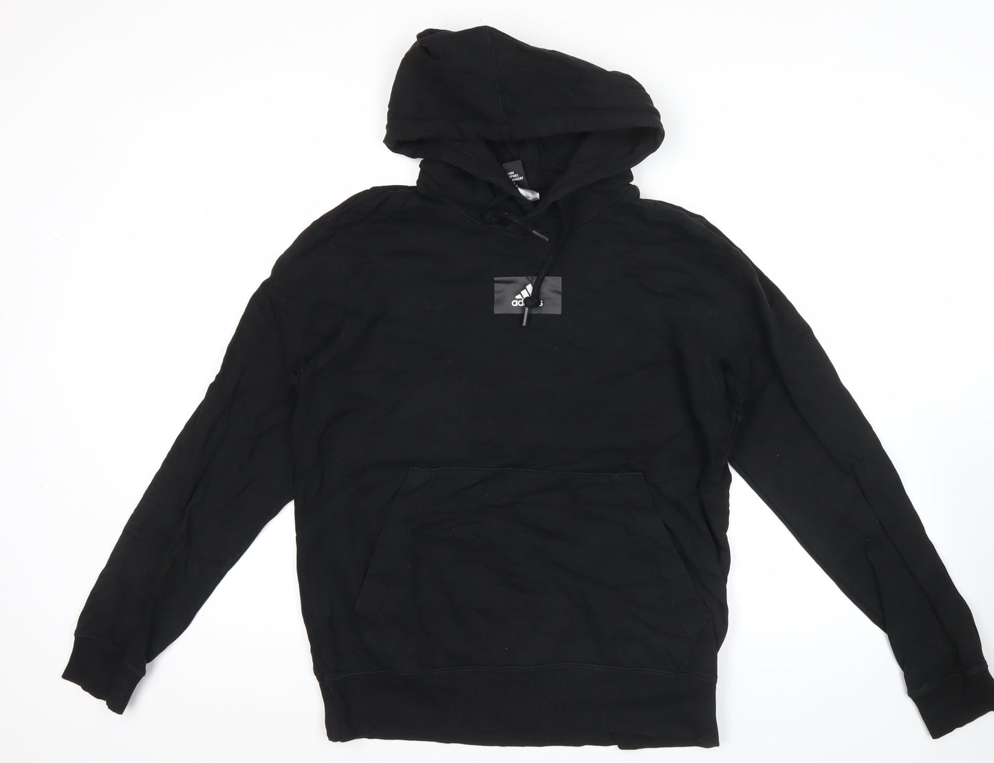 Adidas Men’s Black Pullover Hoodie M Logo Sports Knit Long Sleeve