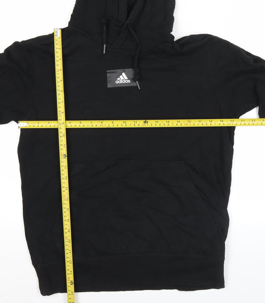 Adidas Men’s Black Pullover Hoodie M Logo Sports Knit Long Sleeve