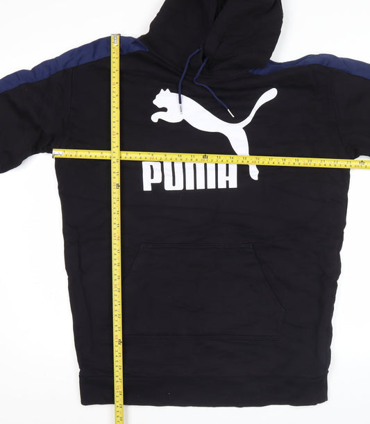 Puma Men’s Black Pullover Hoodie S Logo Graphic Sports Fleece