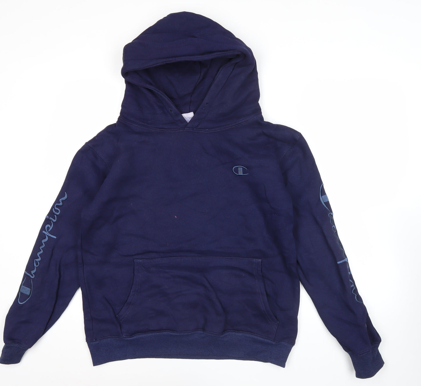 Champion Men’s Blue Pullover Hoodie Large Logo Fleece Sportswear