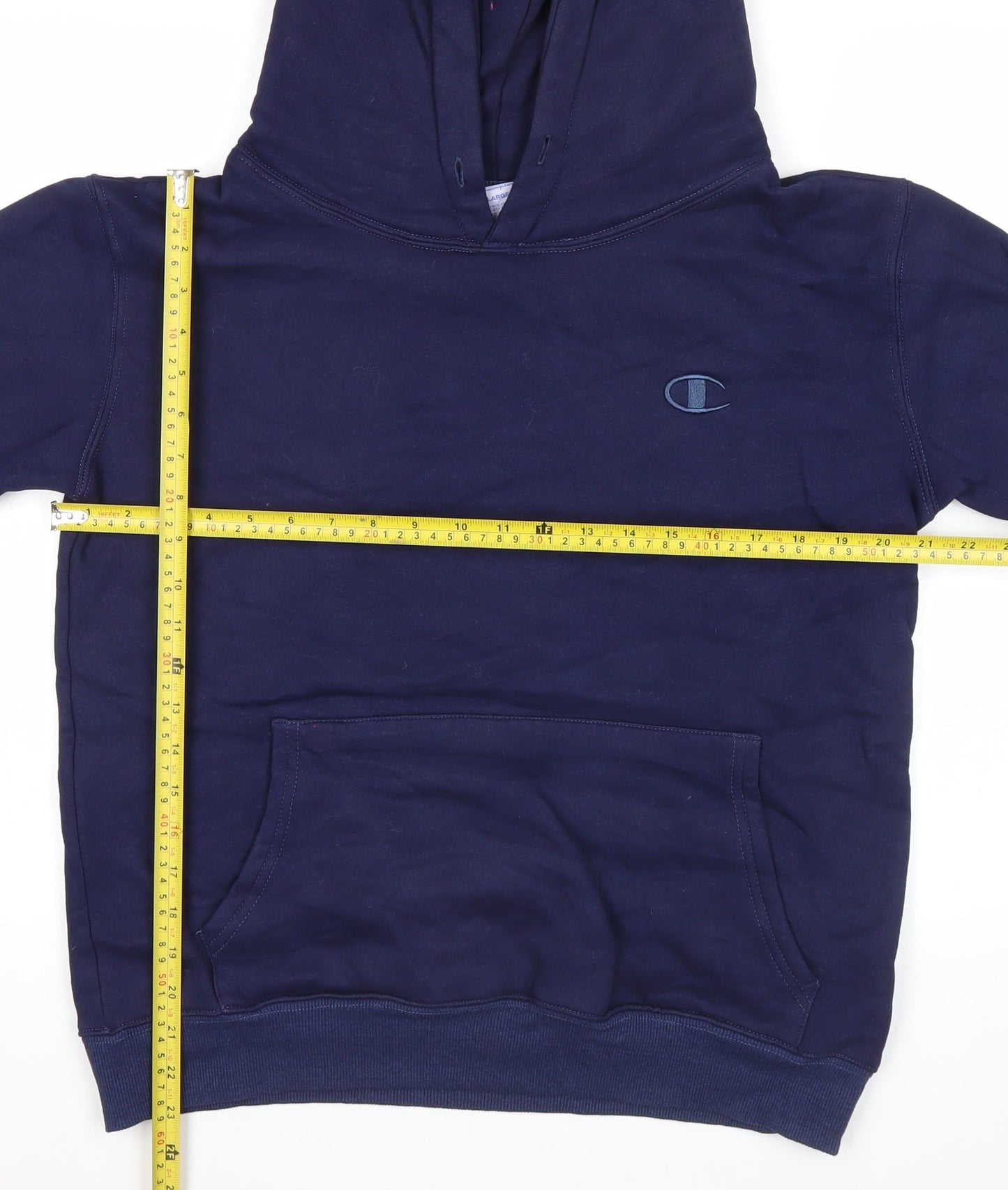 Champion Men’s Blue Pullover Hoodie Large Logo Fleece Sportswear