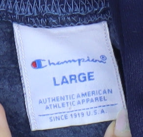 Champion Men’s Blue Pullover Hoodie Large Logo Fleece Sportswear