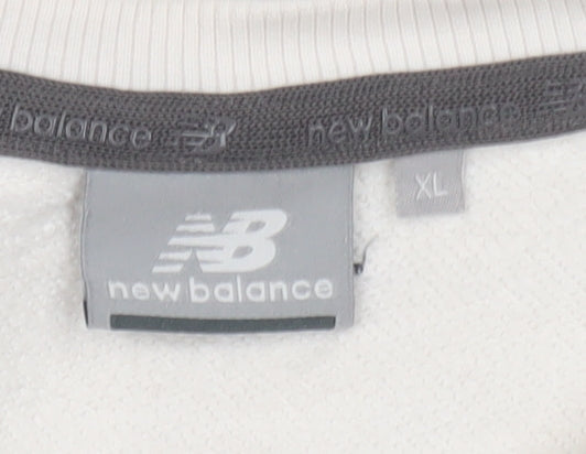 New Balance Men's White XL Pullover Sweatshirt Crew Neck Logo Sports