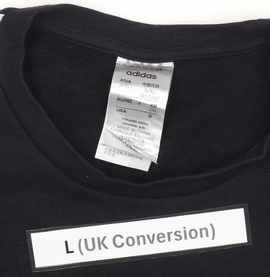 Adidas Men’s Black L Pullover Sweatshirt Crew Neck Logo Sportswear