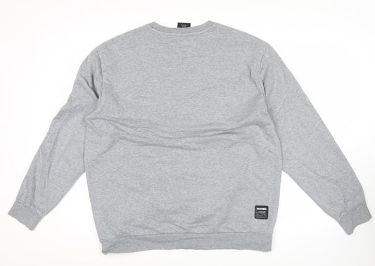 Skechers Men’s Grey M Pullover Sweatshirt Logo Print Long Sleeve