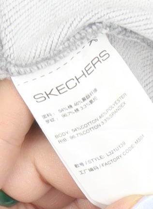 Skechers Men’s Grey M Pullover Sweatshirt Logo Print Long Sleeve