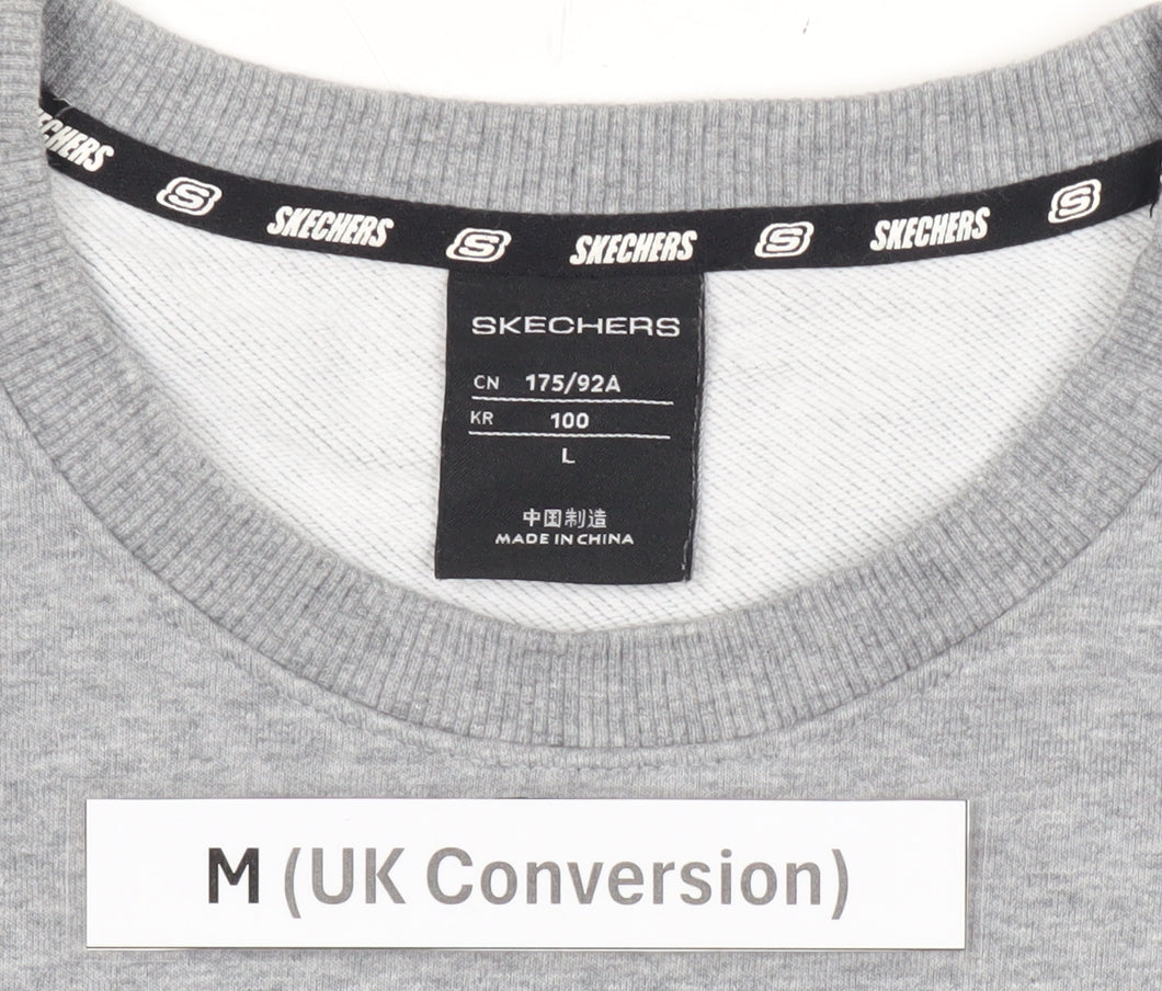 Skechers Men’s Grey M Pullover Sweatshirt Logo Print Long Sleeve