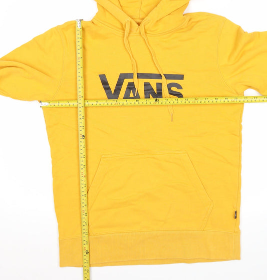 Vans Men’s Yellow Pullover Hoodie Medium Graphic Logo Fleece