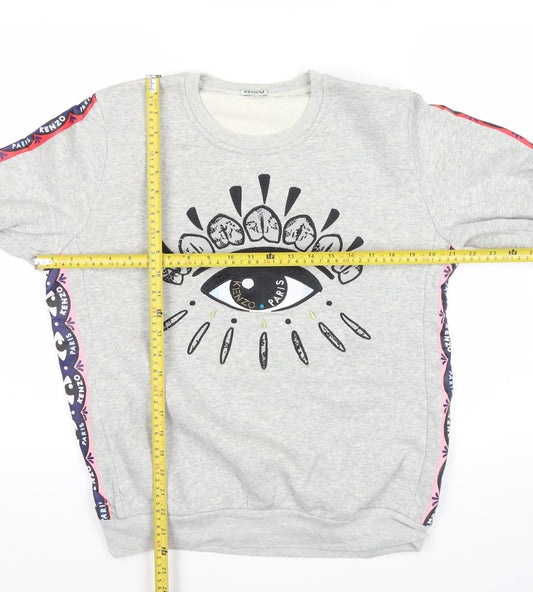 Kenzo Men’s Grey XL Pullover Sweatshirt Graphic Eye Logo Jersey