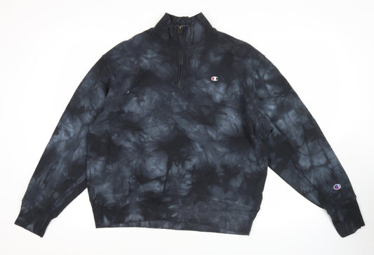 Champion Harvard Men's Black Tie Dye XL Quarter-Zip Sweatshirt