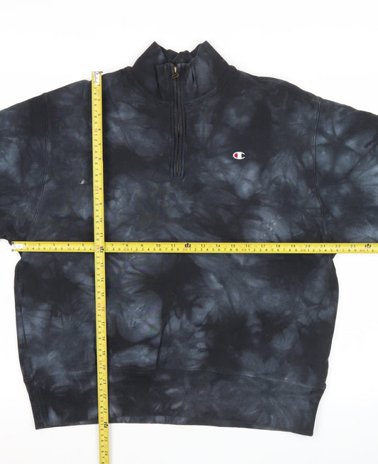Champion Harvard Men's Black Tie Dye XL Quarter-Zip Sweatshirt