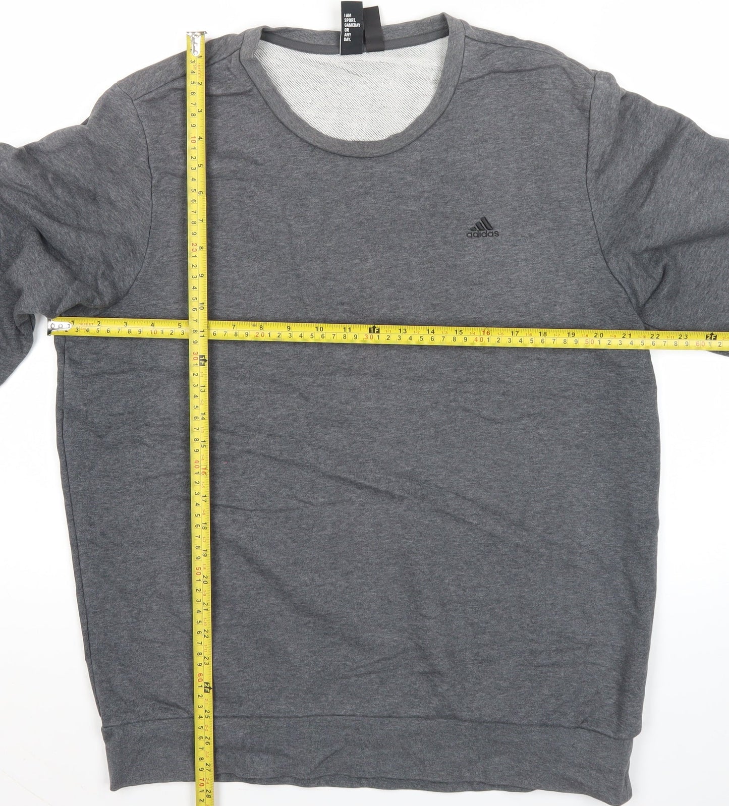 Adidas Men’s Grey Pullover Sweatshirt L Logo Crew Neck Long Sleeve