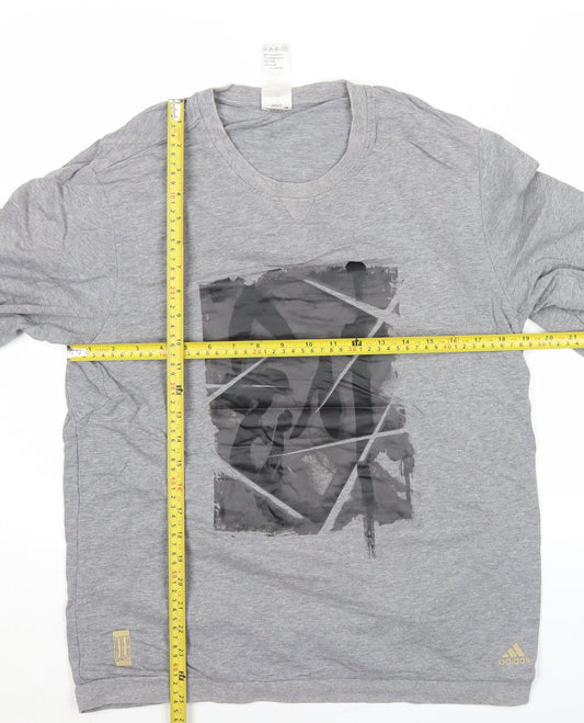 Adidas Men’s Grey Graphic Pullover Sweatshirt L Long Sleeve Jersey