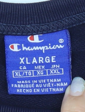 Champion Men's Blue XL Pullover Sweatshirt Crew Neck Logo Fleece